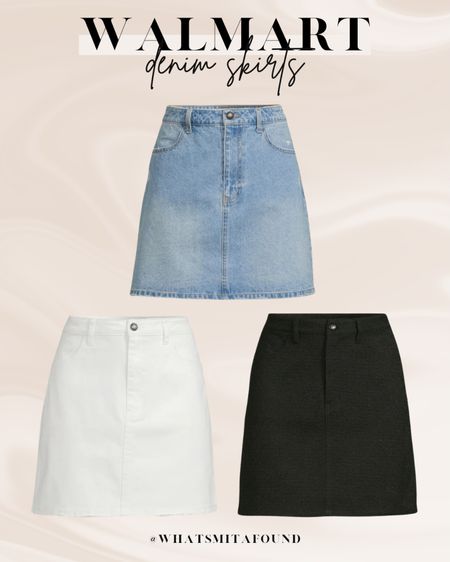 Walmart denim skirts for spring and summer, just $24! Denim skirt, denim mini skirt, jean skirt, jean mini skirt, light wash denim skirt, light wash jean skirt, white denim skirt, white jean skirt, black denim skirt, black jean skirt, affordable denim skirt, trendy denim skirt, high waisted denim skirt, high waisted jean skirt

#LTKSeasonal #LTKstyletip #LTKfindsunder50