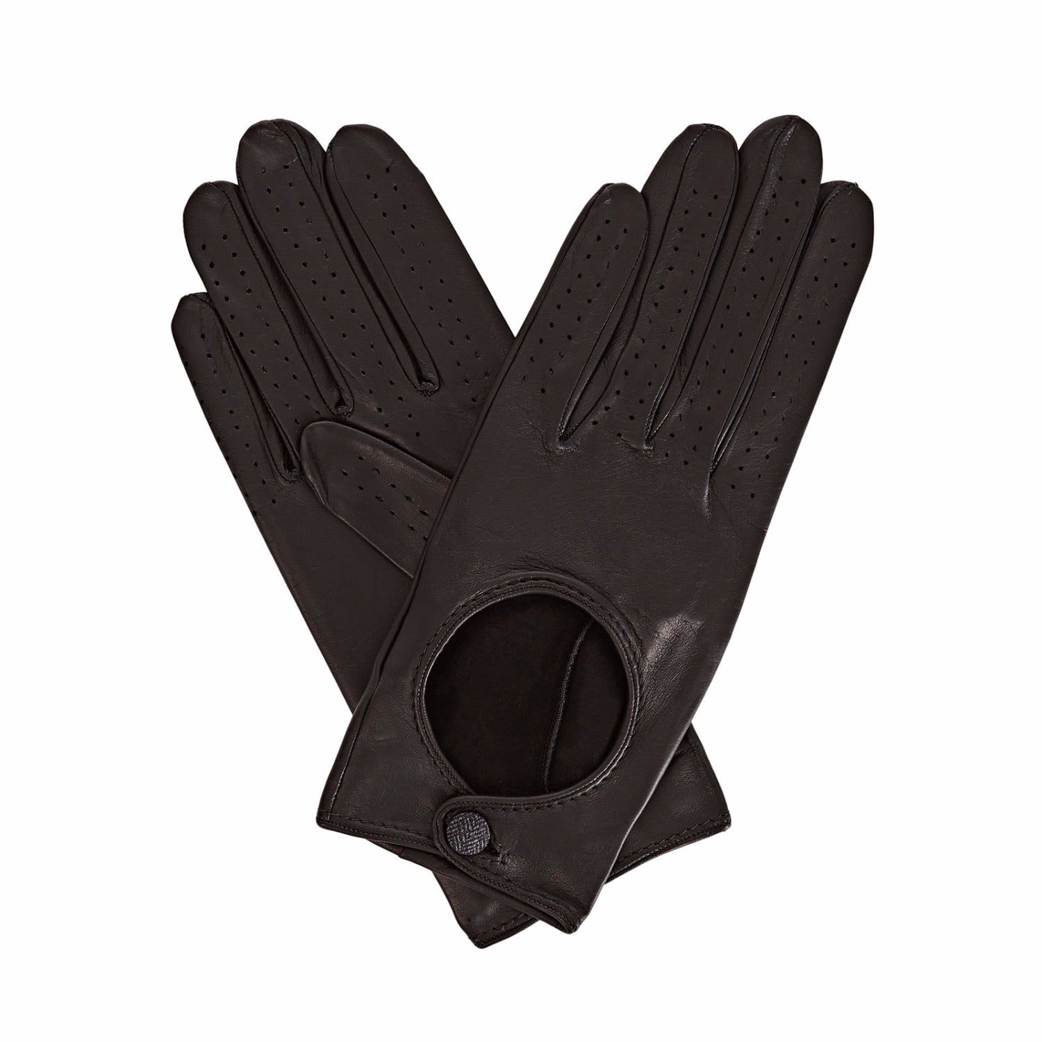 Gizelle Renee - Bega Black Leather Driving Gloves With Black Tweed | Wolf & Badger (US)