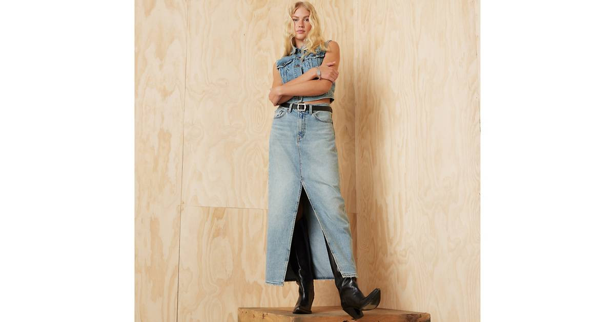 Falda Column Skirt Hasta El Tobillo - Azul | Levi's® ES | Levi's EU