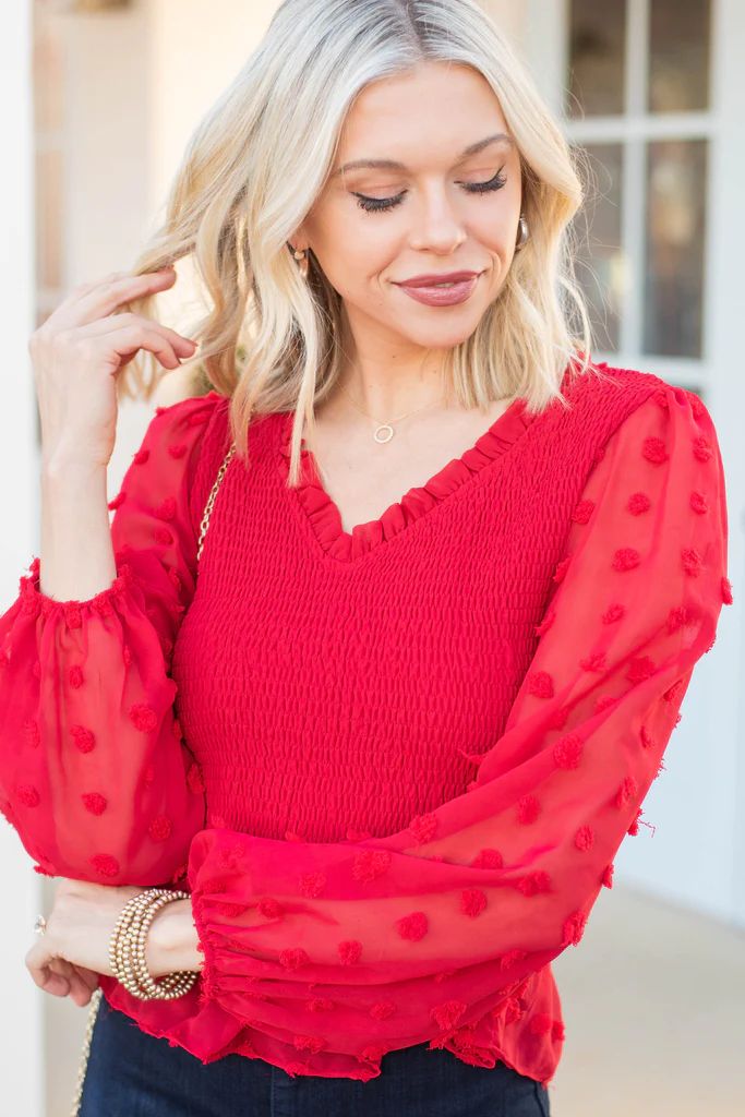 The Best Around Red Swiss Dot Blouse | The Mint Julep Boutique