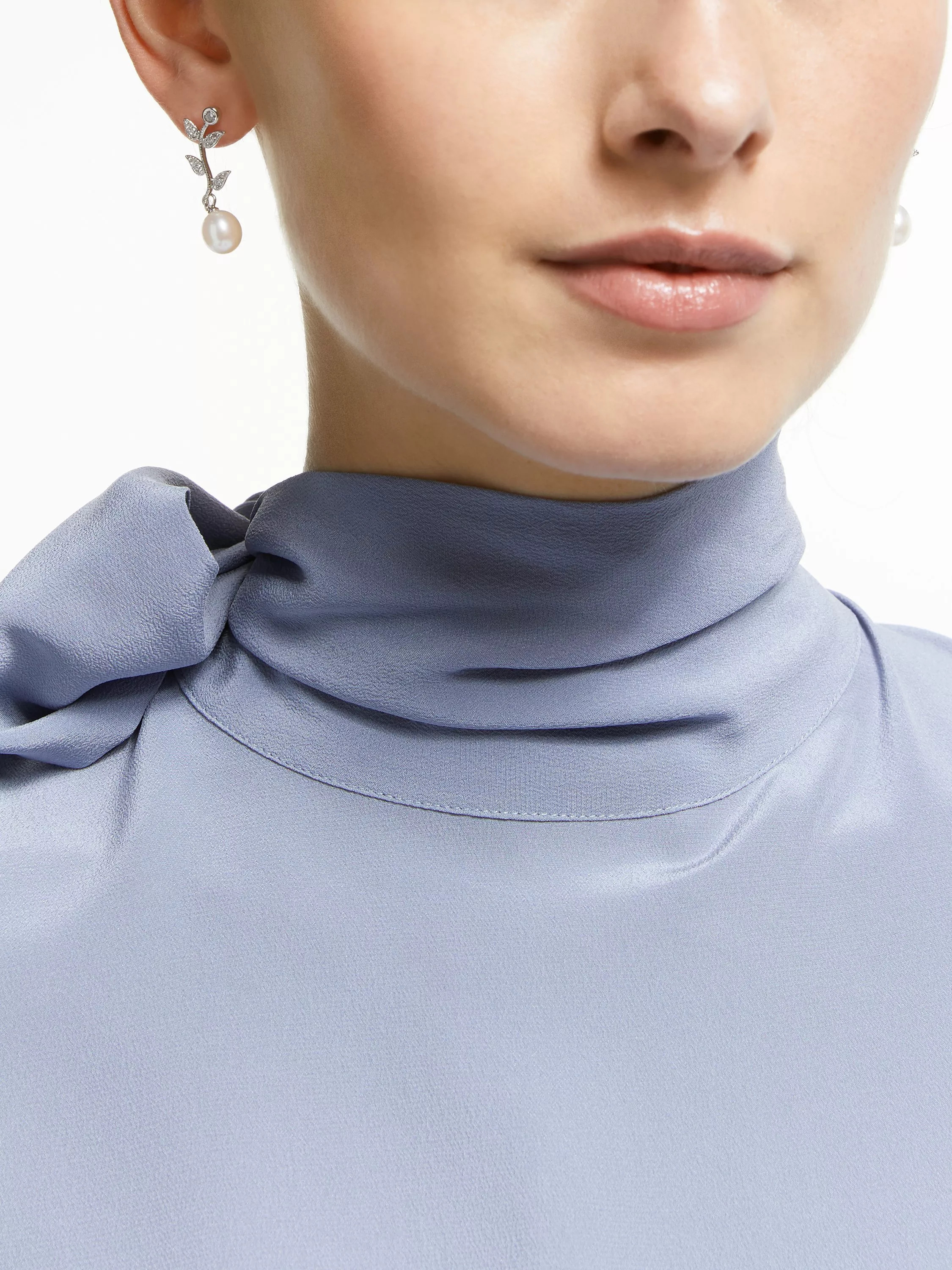 LidoLeaf Drop Sterling Silver Freshwater Pearl Earrings, Silver/White | John Lewis (UK)