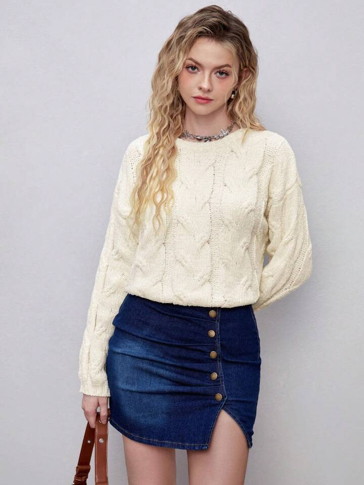 SHEIN MOD Solid Drop Shoulder Sweater | SHEIN