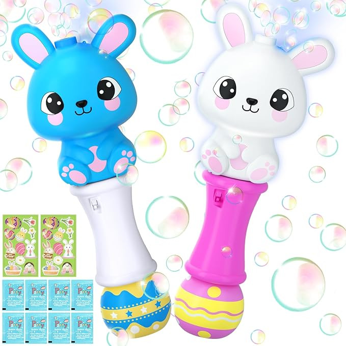 Officygnet 2 Packs Easter Bunny Bubble Machine Wands for Toddlers, Automatic Bubble Blower with L... | Amazon (US)