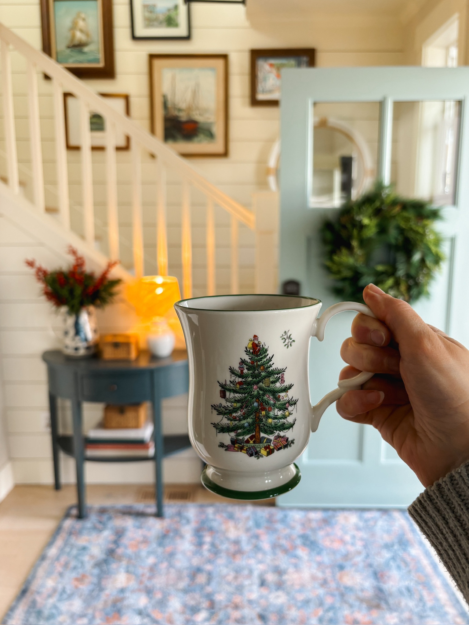 Tree Spode mug + entry decor - rug wreath table lamp with scalloped shade and more

#LTKCyberWeek #LTKHome #LTKHoliday