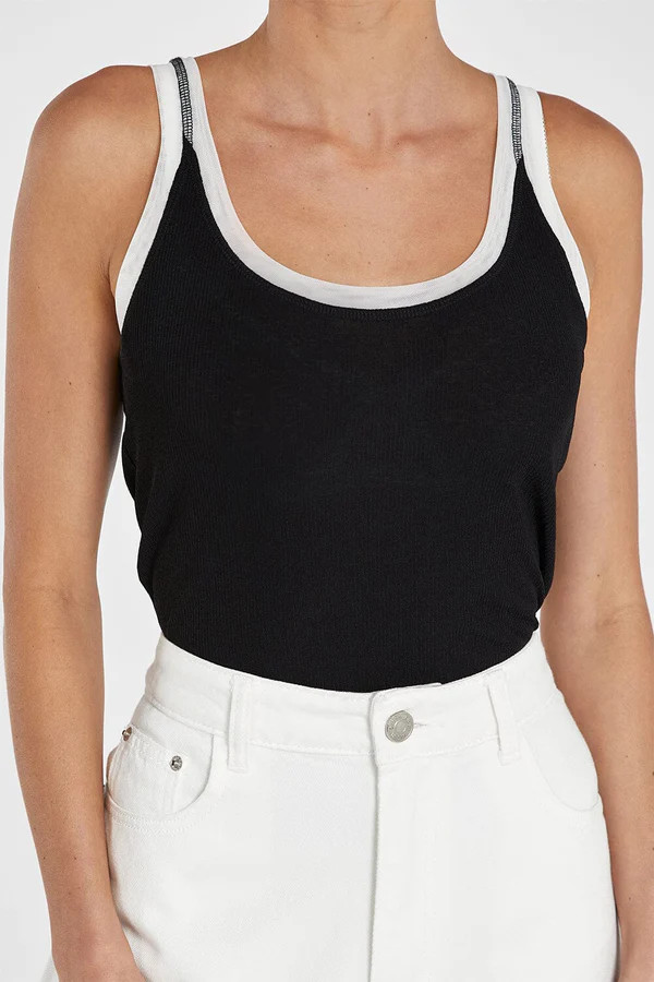 LINA BLACK CONTRAST SCOOP TANK | DISSH