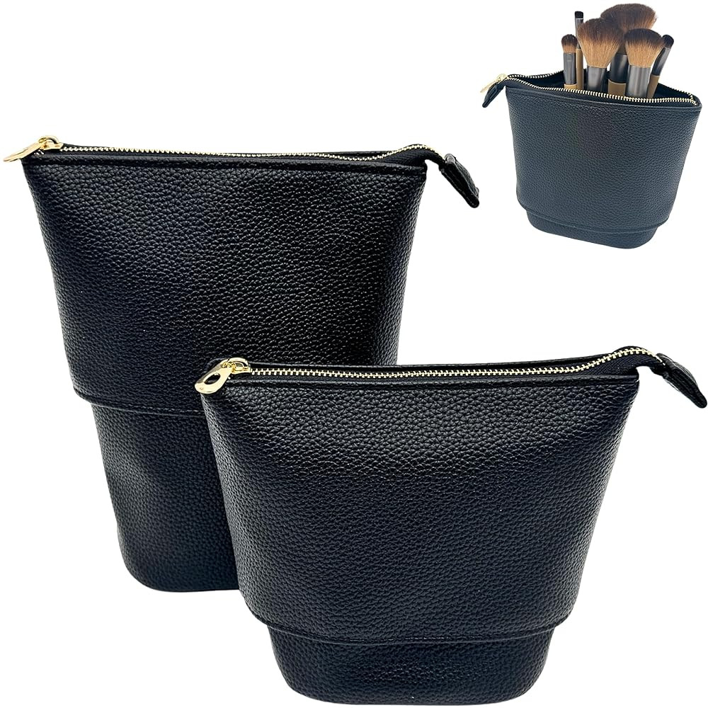 Convertible Travel Makeup Brush Bag, Stand-Up Brush Holder Pouch For Easy Access, Cosmetic Case O... | Amazon (US)