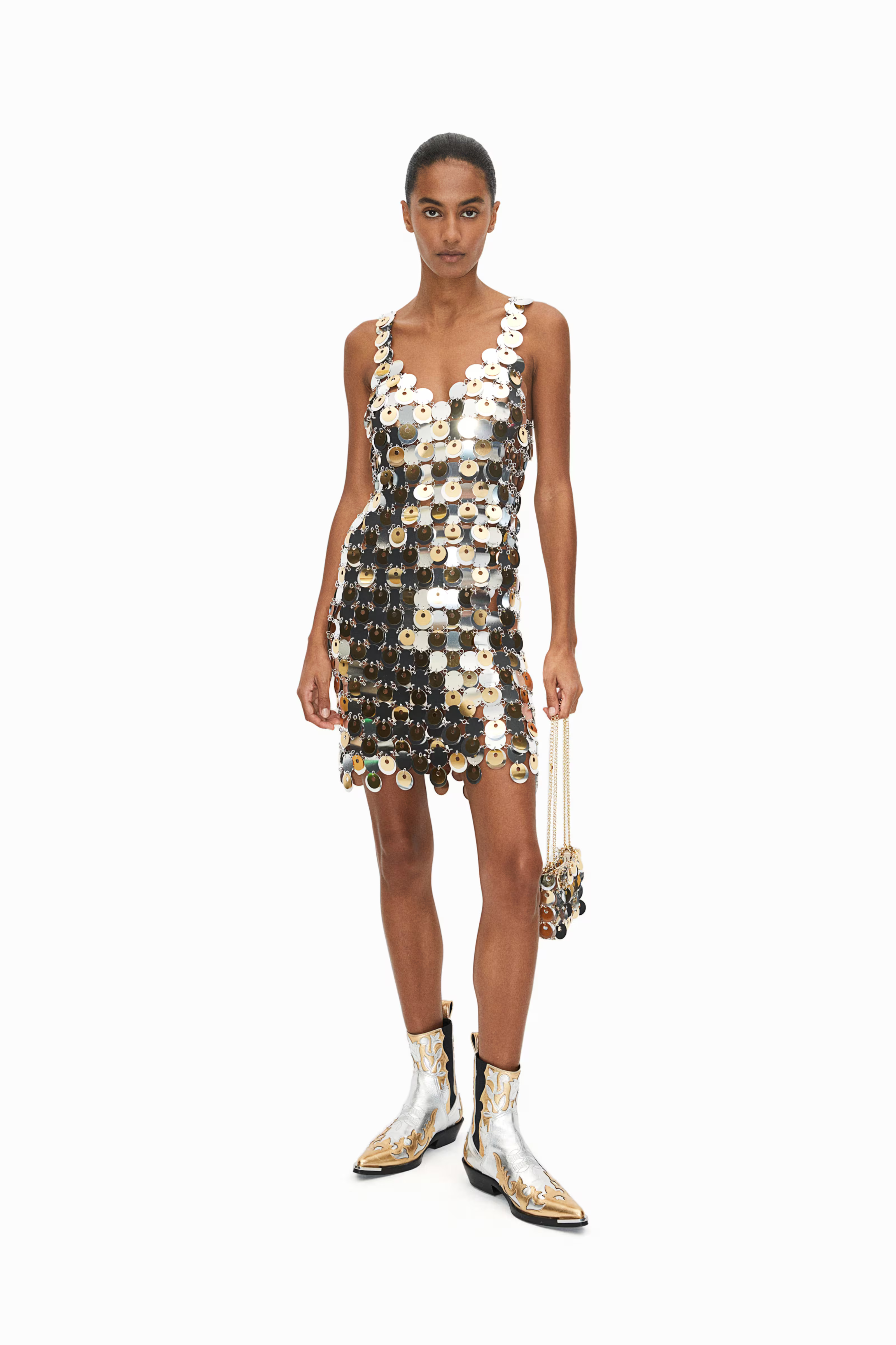 Sequin-disc mini dress | H&M (UK, MY, IN, SG, PH, TW, HK)