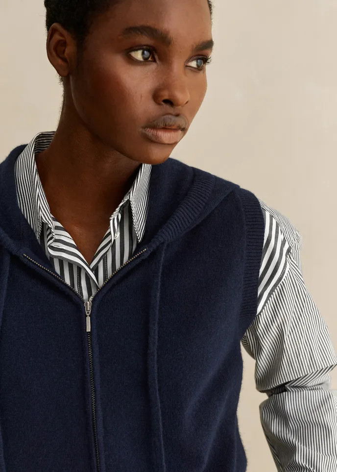 Cashmere Sleeveless Relaxed Zip Hoody | ME+EM US