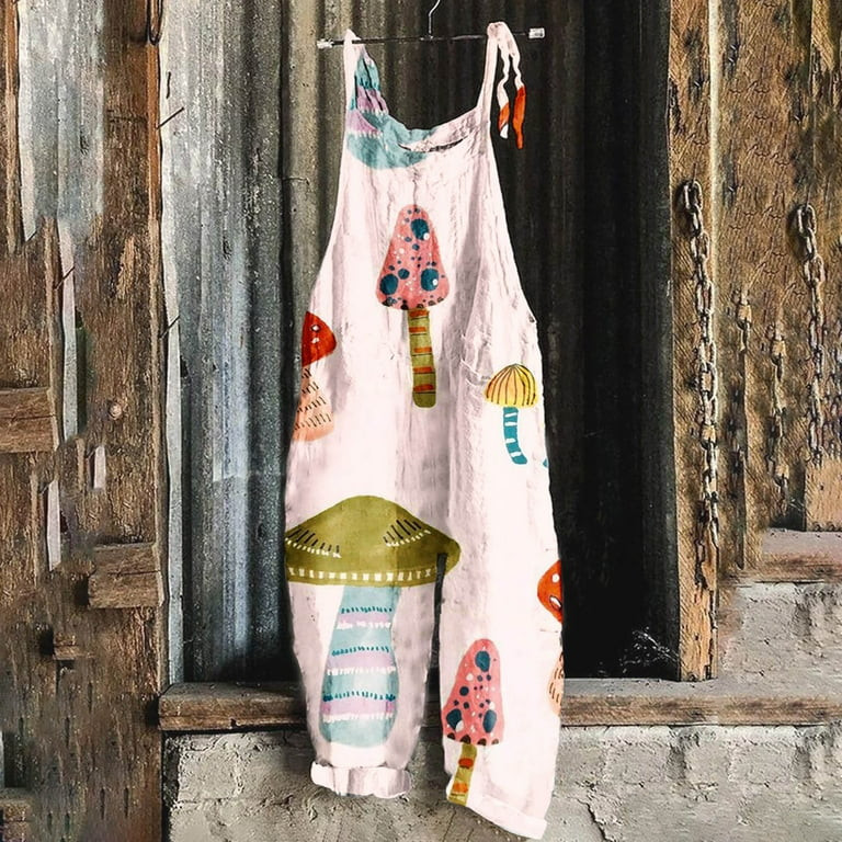 YANHAIGONG Summer Saving Clearance! Women Mushroom Printed Jumpsuit Summer Sleeveless Backless Lo... | Walmart (US)