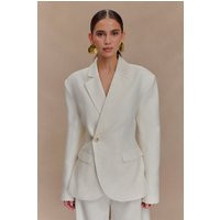 Jameson Cinched Linen Blazer - Oat Marle I MESHKI I Size XXS | MESHKI US