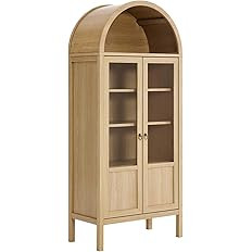 Modway Tessa Arched 71" Tall Storage Display Cabinet in Oak Wood Grain | Amazon (US)