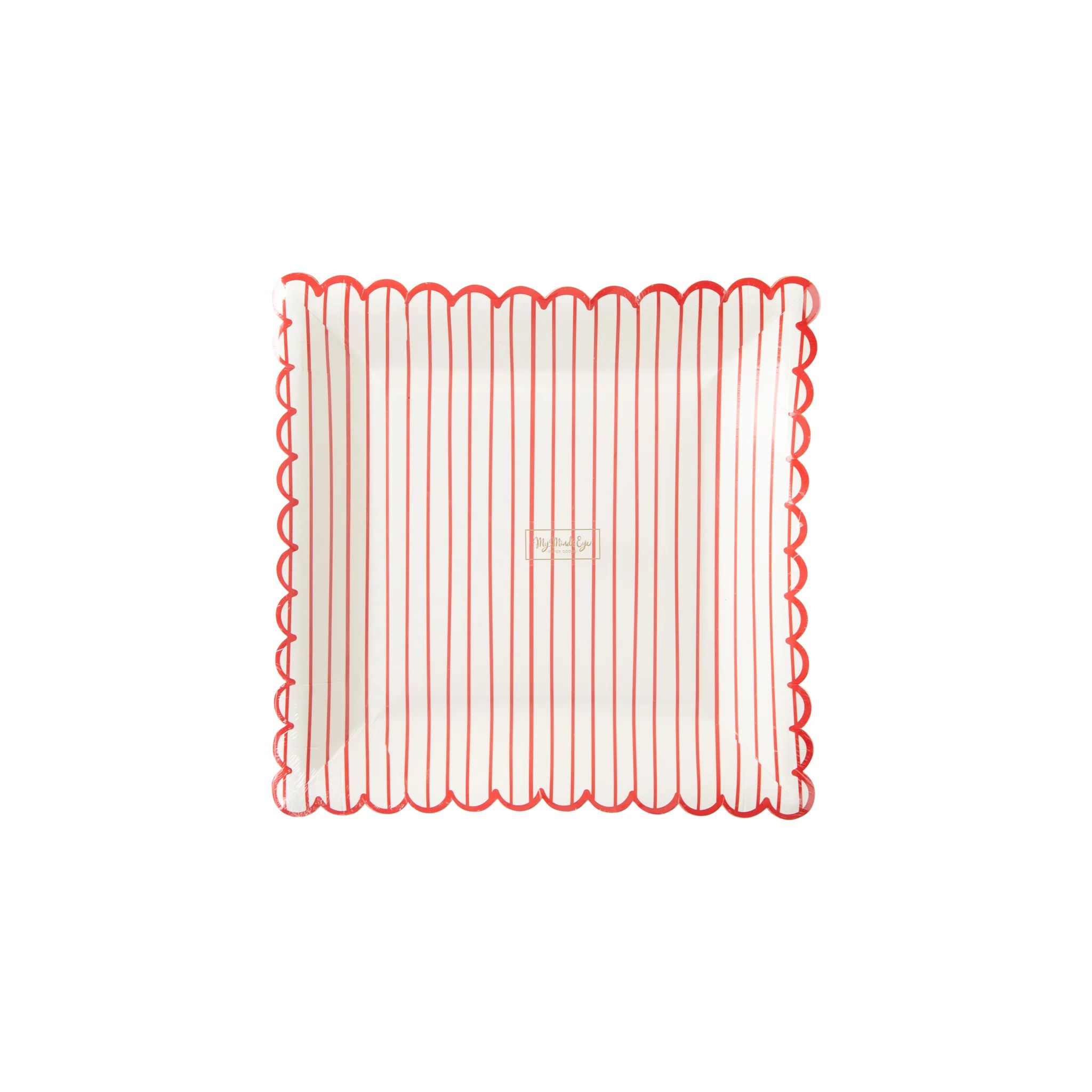 Valentine Red Striped Scalloped Plate | My Mind's Eye