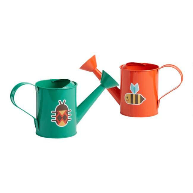 Toysmith Orange and Green Metal Watering Cans Set of 2 | World Market