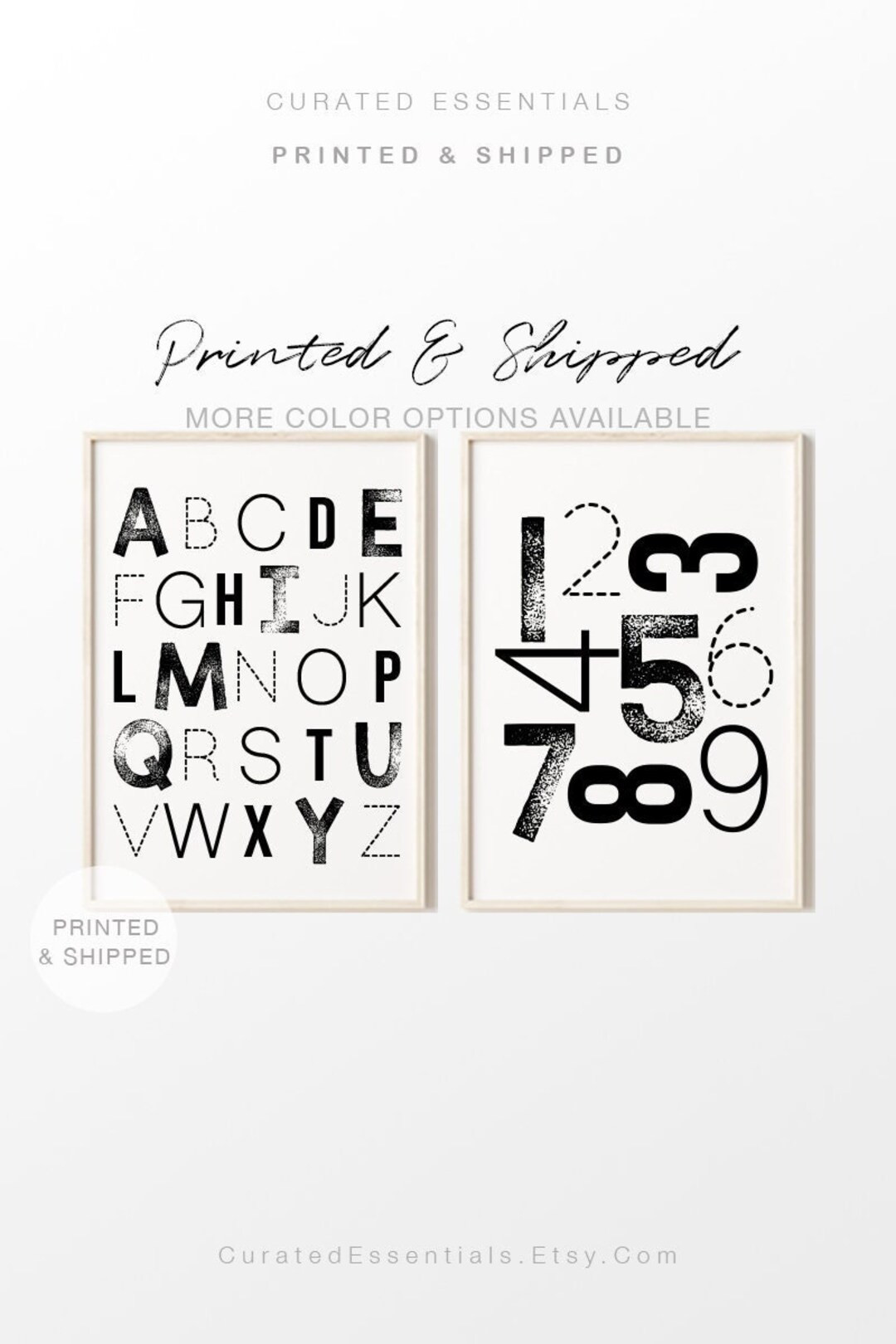Set of 2 Prints, Alphabet and Numbers Poster, Mailed Prints, Shipped Prints, Nursery Decor, Playr... | Etsy (US)