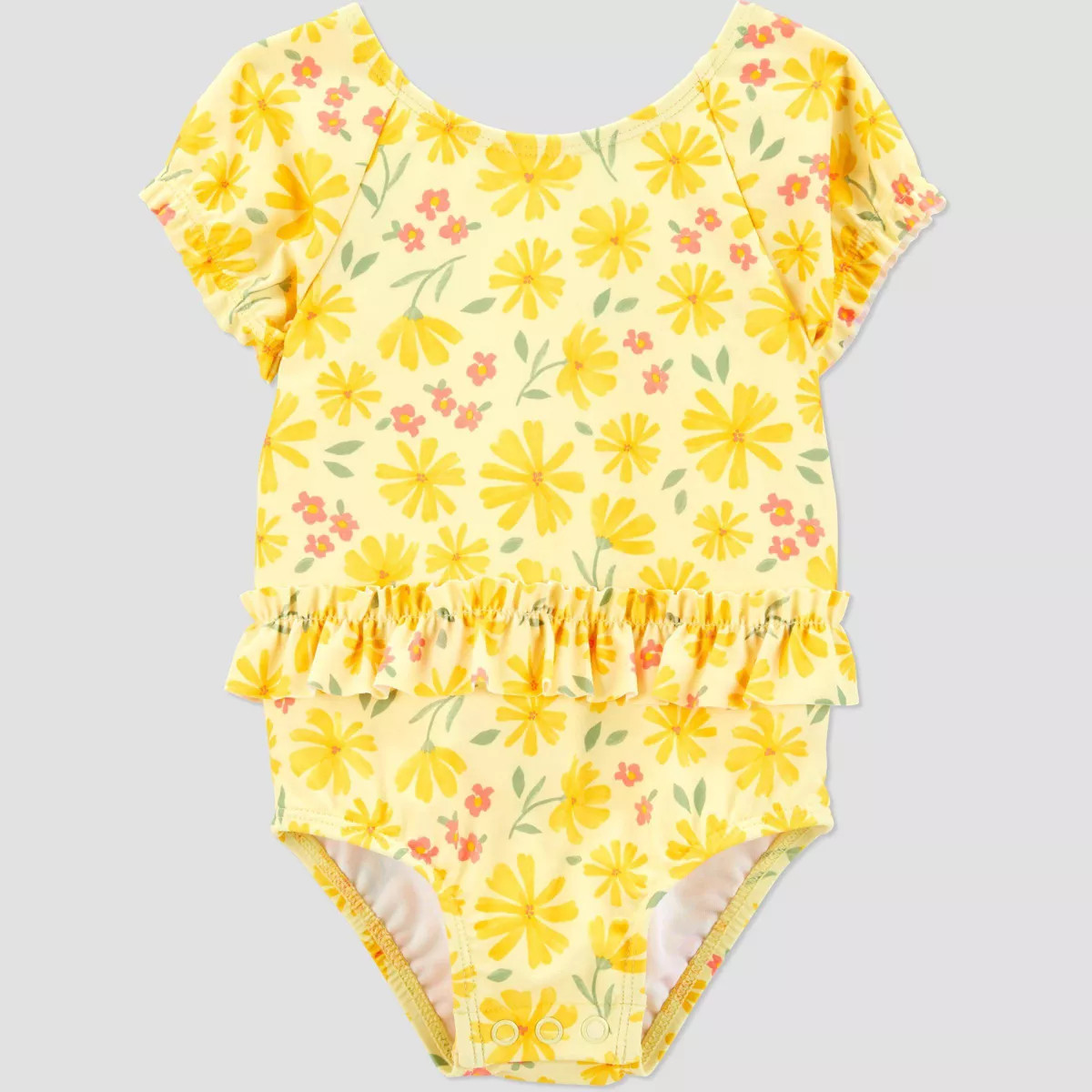 Carter's Just One You® Baby Girls' Short Sleeve Floral Printed One Piece Swimsuit - Yellow | Target