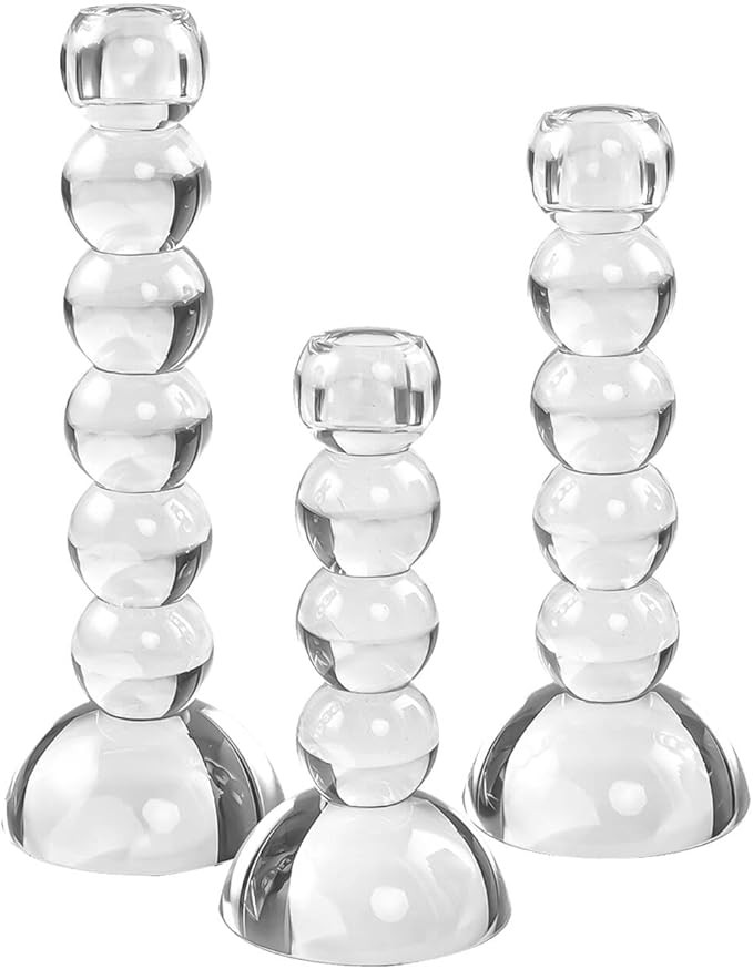 Crystal Taper Candle Holders Bubble Designed Crystal Candlestick Holders Home Tabletop Decoration... | Amazon (US)