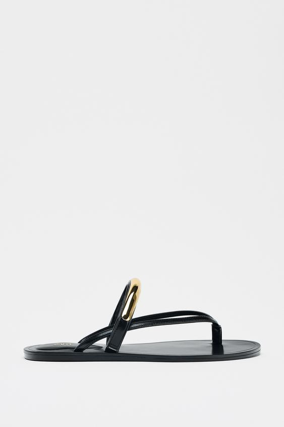SANDALS WITH METAL APPLIQUÉ | Zara UK