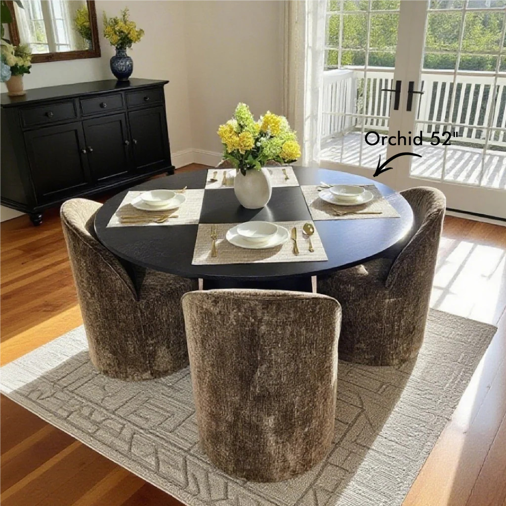 Doris Rolling Upholstered Dining Chair With Castors (Set of 4) | Pop Maison