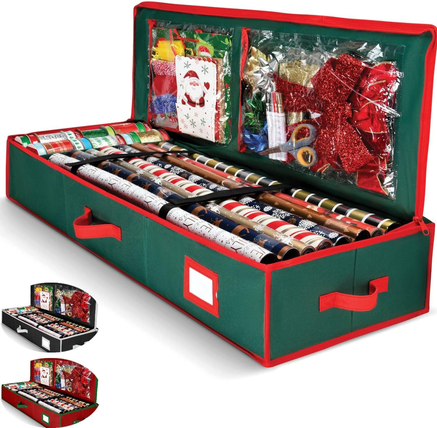 Premium Wrapping Paper Organizer Storage | Gift Wrap Holder With Extra Pockets for Christmas Deco... | Amazon (US)