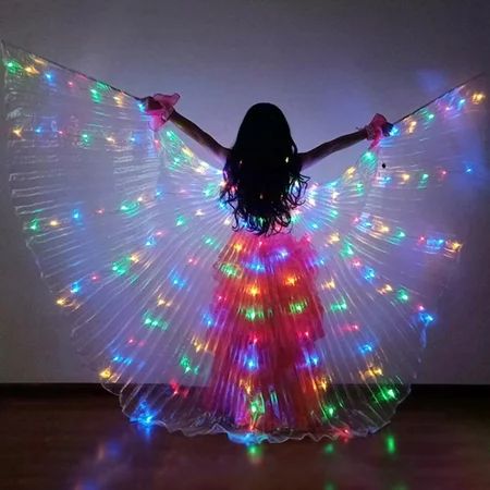 Topumt LED Wings Glow Light Up Belly Dance Costumes Performance Clothing Carnival for Halloween | Walmart (US)