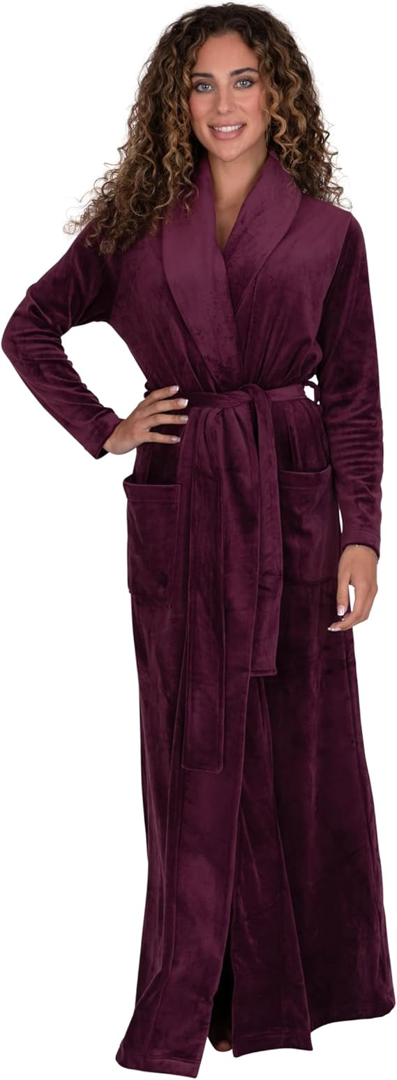 Be Relax Terry Velour Robe - Made of Polyester, Shawl Collar Robe with Belt & Side Pockets, Soft ... | Amazon (US)