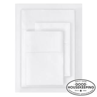 Home Decorators Collection 500 Thread Count Egyptian Cotton Sateen 4-Piece Queen Sheet Set in Whi... | The Home Depot