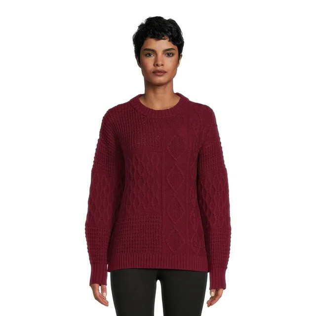 Time and Tru Women's Mixed Stitch Sweater, Midweight, Sizes XS-XXXL | Walmart (US)