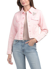 Savannah Heart Washed Denim Jacket | Women | Marshalls | Marshalls