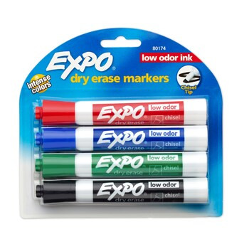 Expo 4-Pack Chisel Tip Red, Black, Blue, and Green Dry Erase Marker | Lowe's