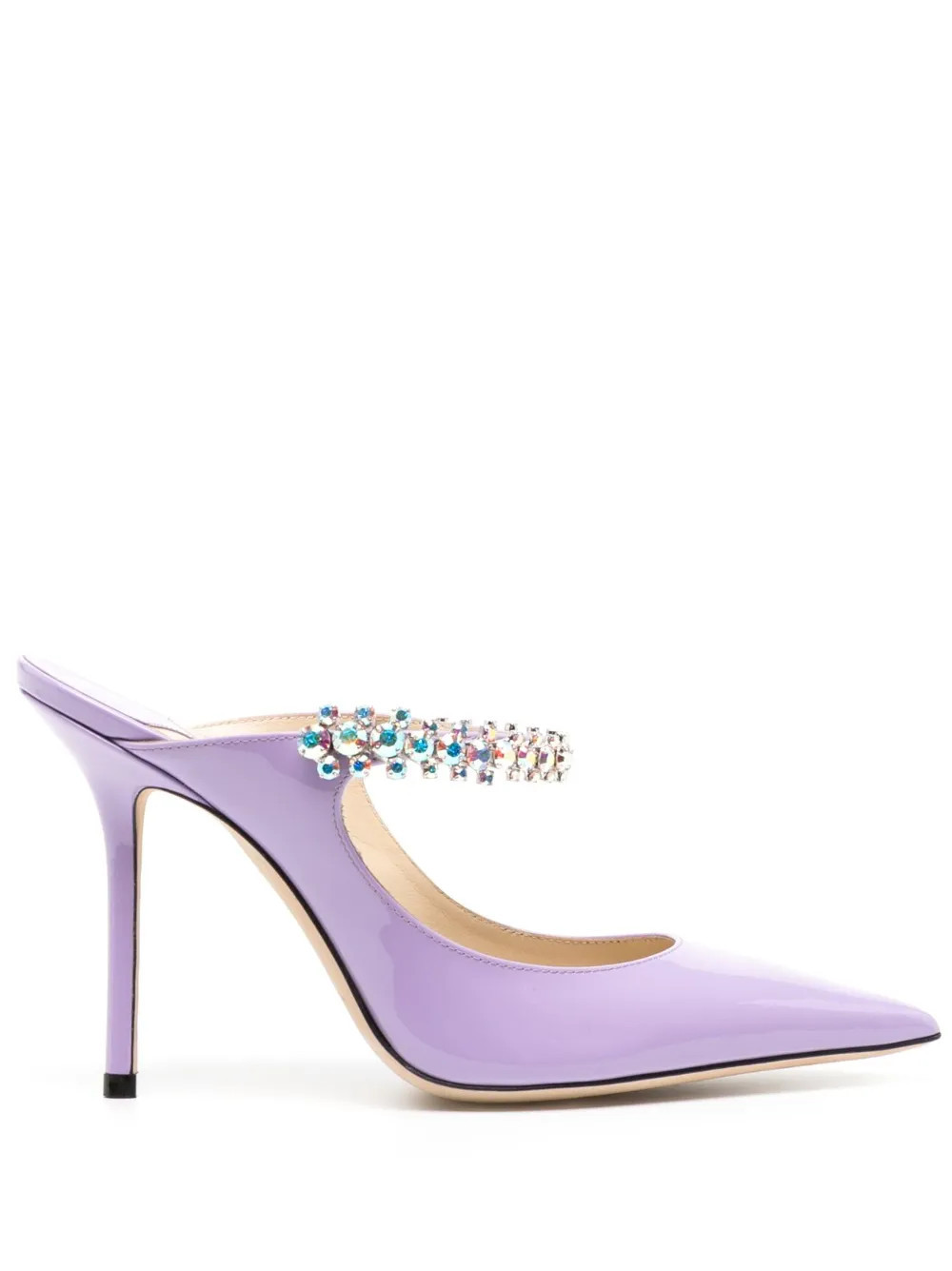 Jimmy Choo Bing 100mm crystal-embellished mules - Purple | Farfetch Global
