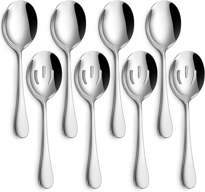 Hiware 8-Piece Serving Spoons Set - Includes 4 Serving Spoons and 4 Slotted Spoons, 18/8 Stainles... | Amazon (US)