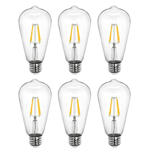 Tenergy Dimmable Edison Bulbs 5W LED Filament Bulbs (40 Watt Equivalent), Soft White (2700K), ST64 B | Amazon (US)