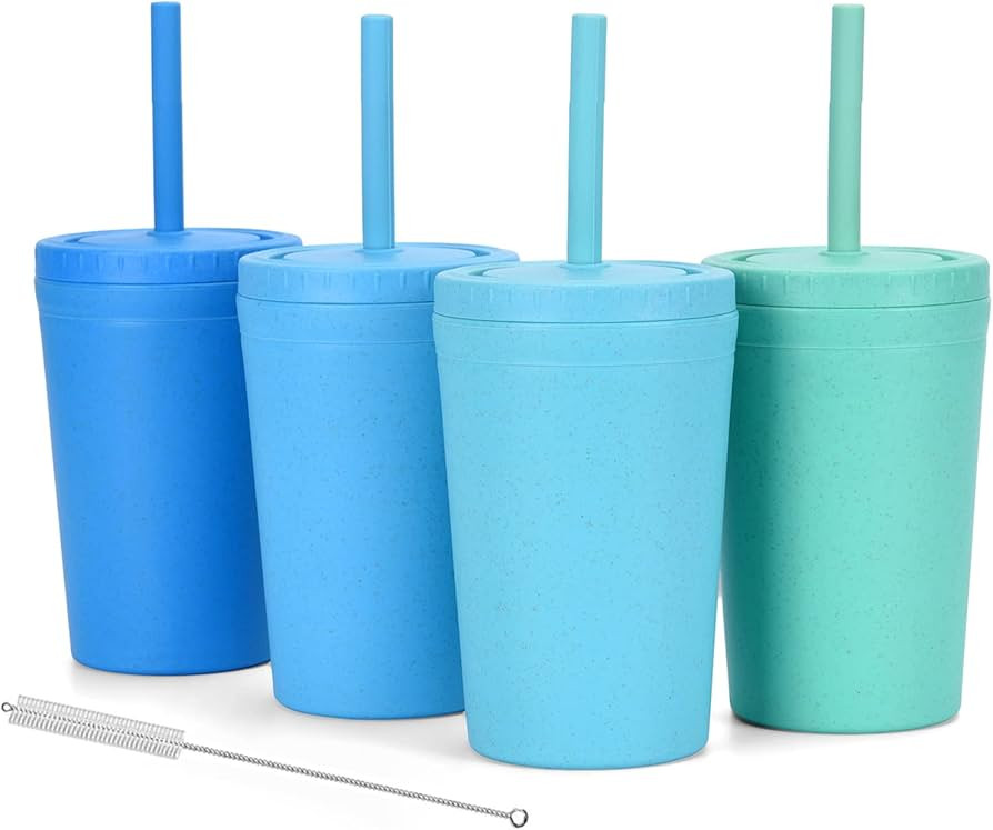 Unbreakable Drinking Cups with Lid - 10 Ounce Chip Resistant Healthy Cups, Reusable Water Cups wi... | Amazon (US)