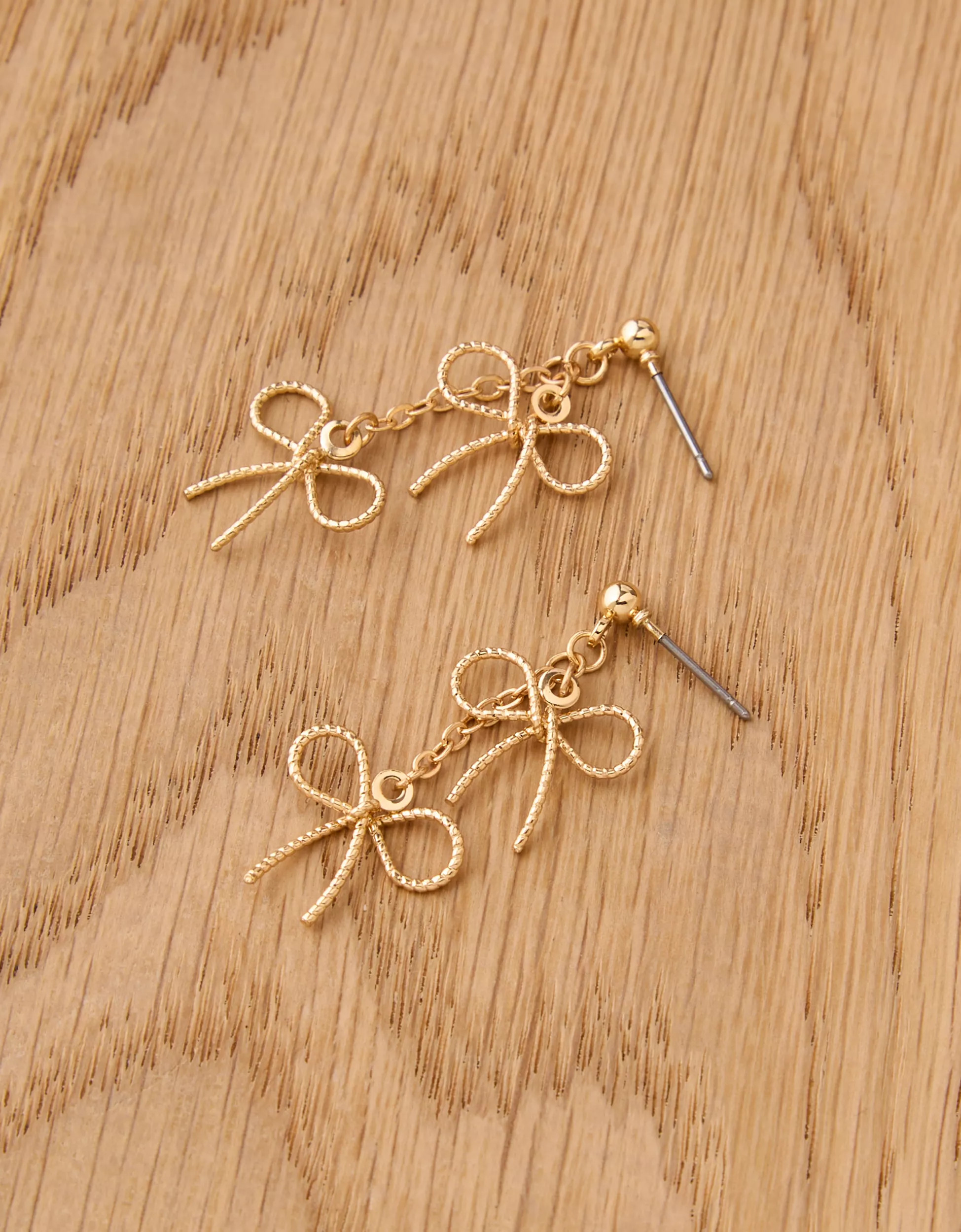 AEO Double-Bow Drop Earrings | American Eagle Outfitters (US & CA)