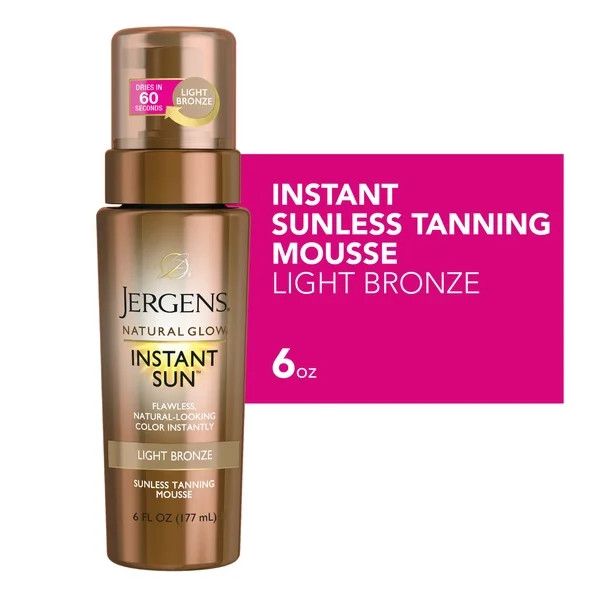 Jergens Natural Glow Instant Sun Sunless Tanning Mousse, Light Bronze, 6 fl oz | Walmart (US)