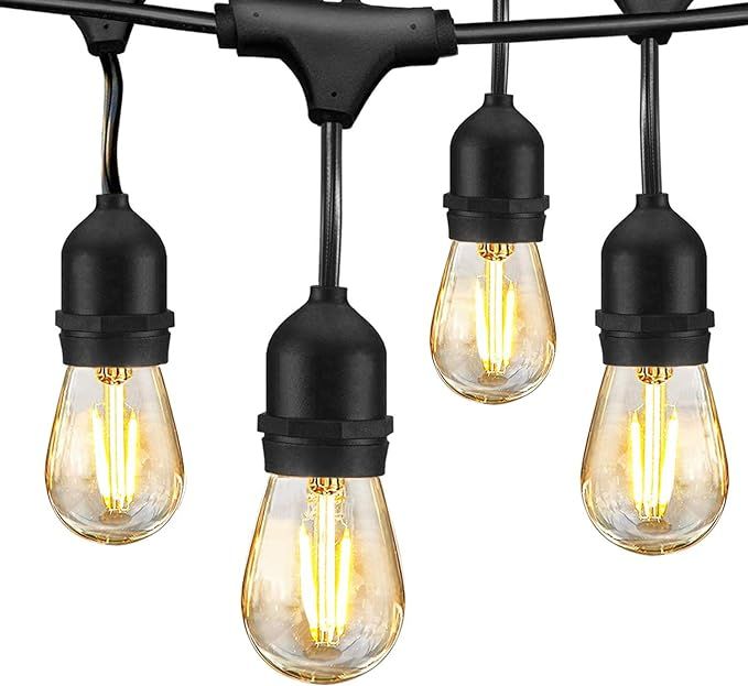 LED Outdoor String Lights 48FT with 2W Dimmable Edison Vintage Shatterproof Bulbs Commercial Wate... | Amazon (US)