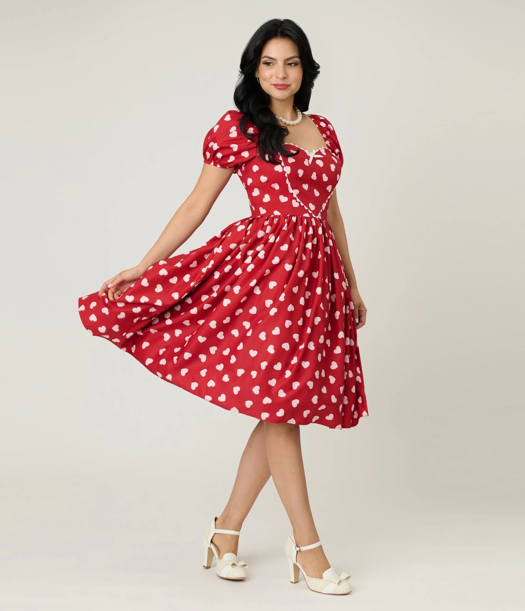 Unique Vintage 1950s Red & Pink Heart Convertible Sweetheart Dress | Unique Vintage - North America