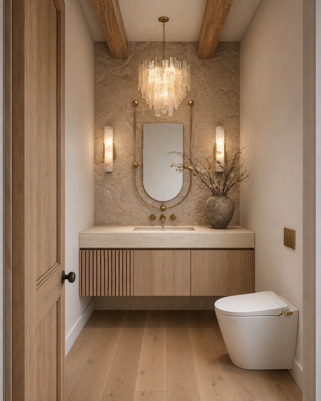Obsessing over this powder bath inspiration! I feel like powder bathrooms are a perfect space to experiment with designer style. I love the natural elements of this stone and wood paired with these more ‘glam’ features! 

#LTKHome