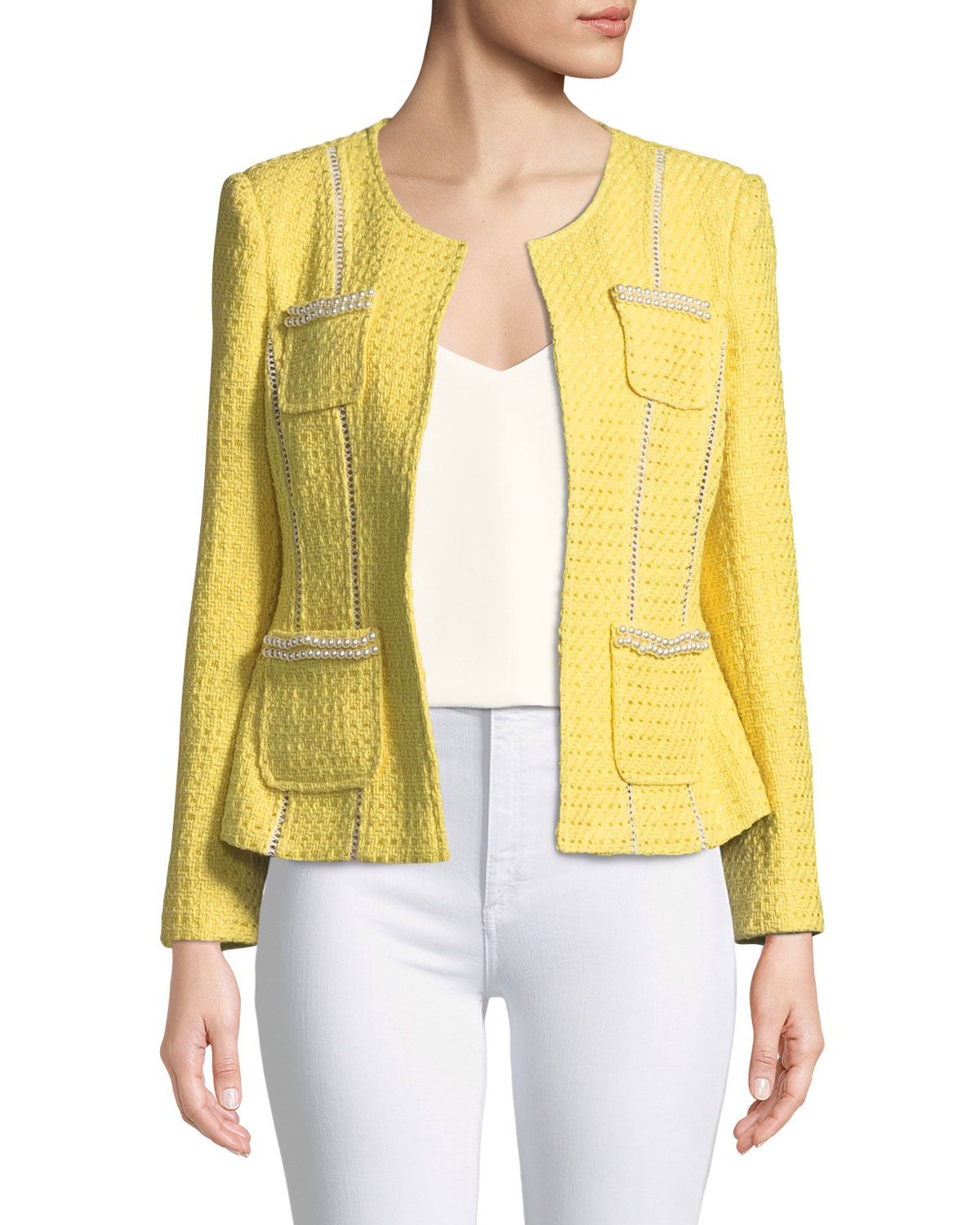 Tweed Jacket with Pearl Trim | Neiman Marcus