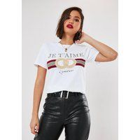 White Je T'aime Graphic T-Shirt, White | Missguided (US & CA)