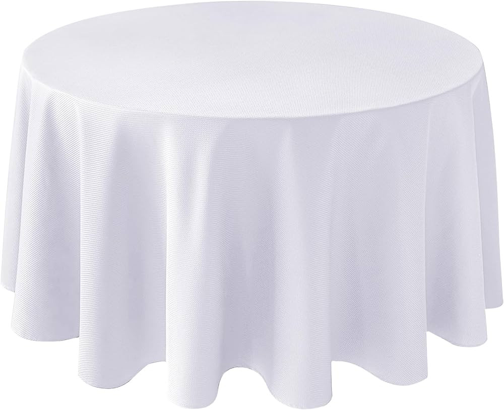 Biscaynebay Textured Fabric Tablecloths 108" Round for Tables' Diameters from 48" to 72", White W... | Amazon (US)