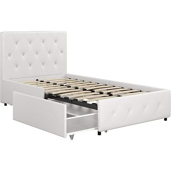 DHP Dakota Upholstered Platform Bed with Underbed Storage Drawers and Diamond Button Tufted Headb... | Amazon (US)