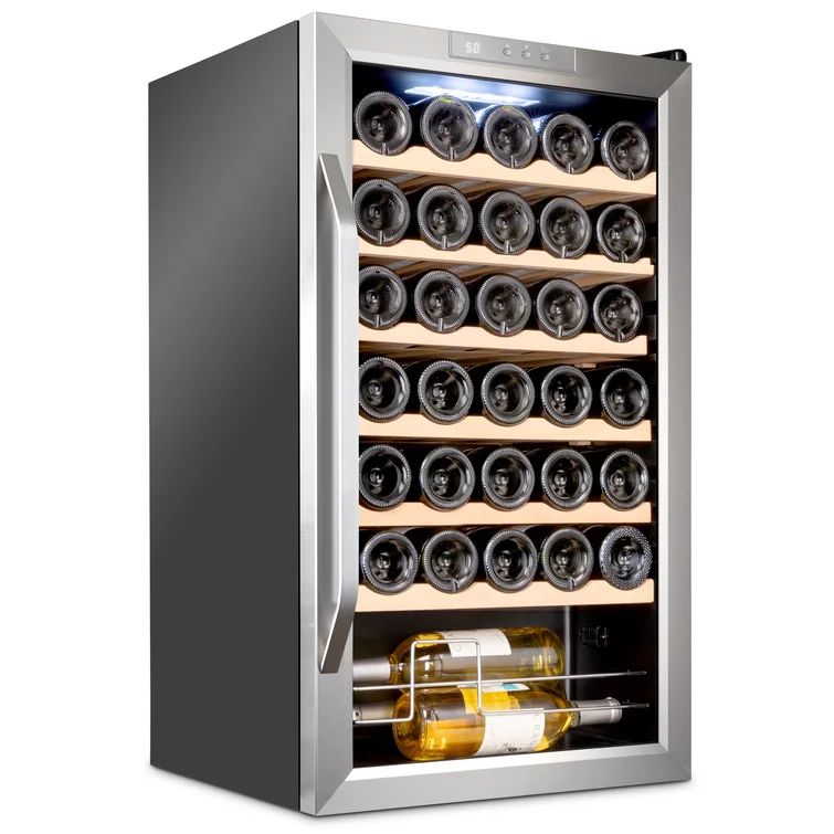 Ivation 18.7'' width 34 Bottle Single Zone Freestanding Wine Refrigerator | Wayfair North America