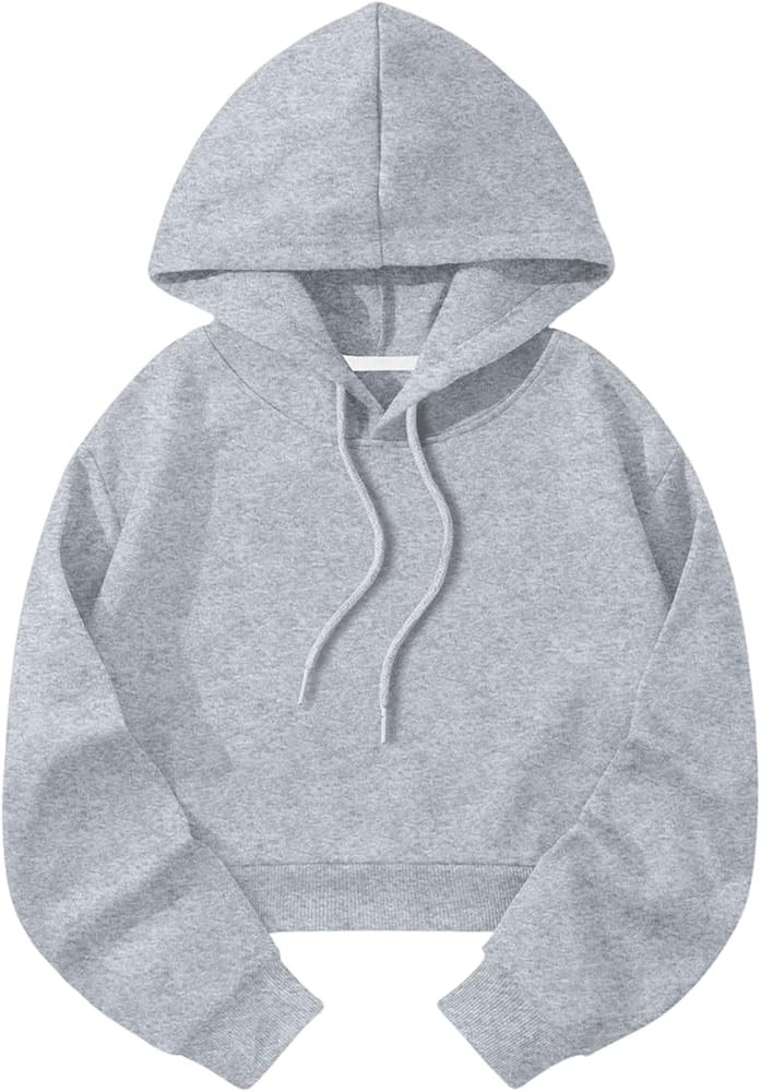 SOLY HUX Women's Cropped Hoodie Drawstring Long Sleeve Drop Shoulder Casual Sweatshirt | Amazon (US)