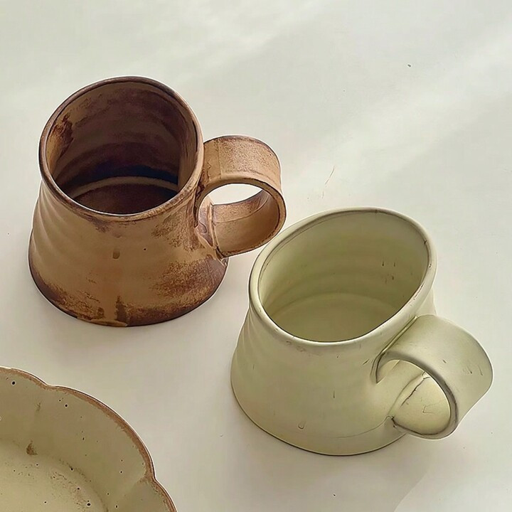 1pc Ceramic Mug, Rough Pottery Variations Shaped Coffee Cup, Breakfast Cup, Water Cup, Latte Cup,... | SHEIN