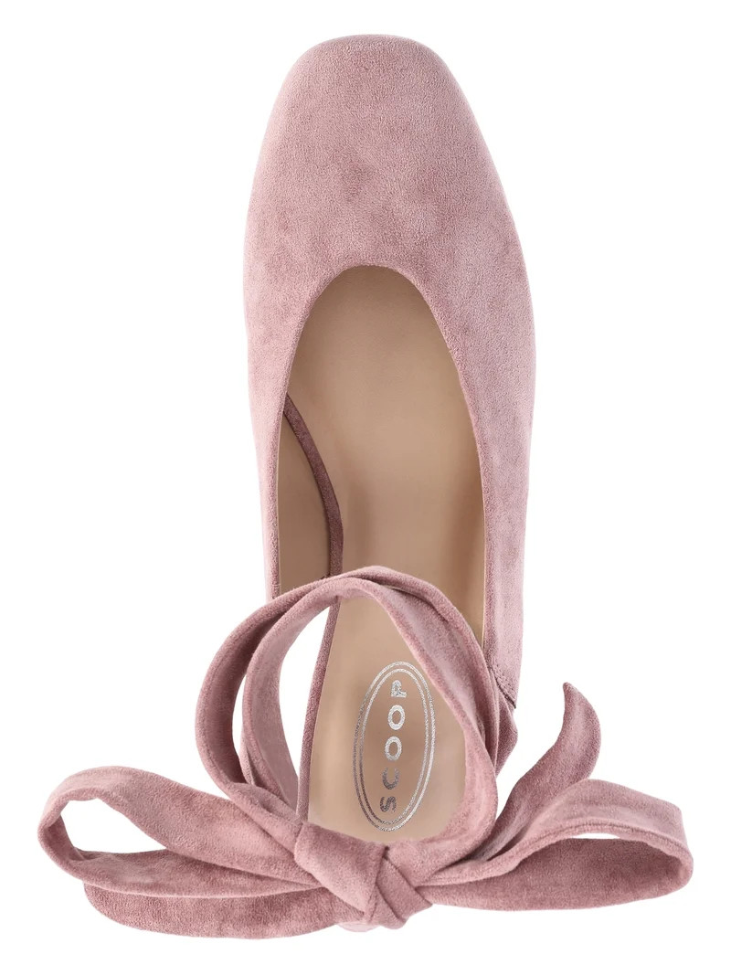 Scoop Women's Faux Suede Ankle Wrap Ballet Flats | Walmart (US)