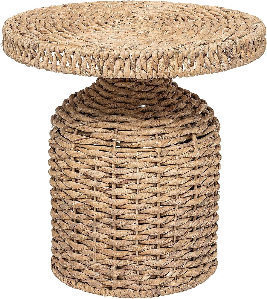 Bloomingville Hand-Woven Water Hyacinth Table, 18-1/4" Round x 18" H, Natural | Amazon (US)