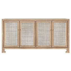 Worlds Away Sofia Coastal Beach Natural Woven Cane Doors Brown Wood Sideboard | Kathy Kuo Home