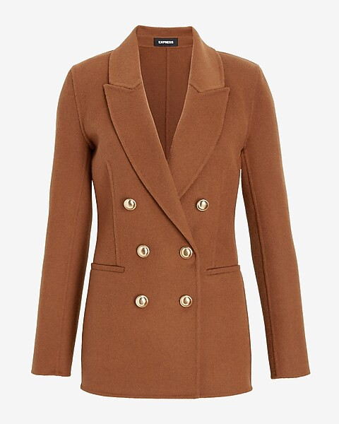 Hand Sewn Wool-Blend Double Breasted Novelty Button Blazer | Express