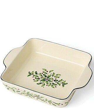 Lenox Holiday Collection Holly Berry Motif Square Baking Dish - Ivory | Dillard's